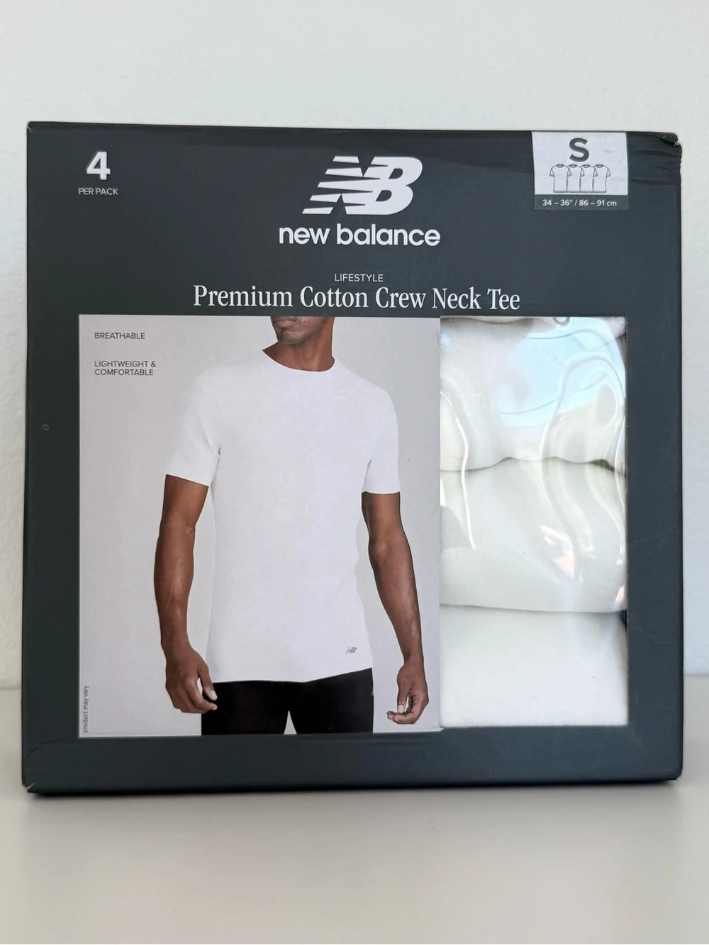 NWT New Balance Men’s Premium Cotton White Tees 4 Pack Size S